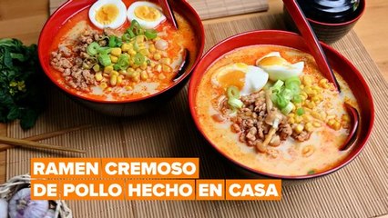 Hoy cocinamos un ramen cremoso de pollo y setas