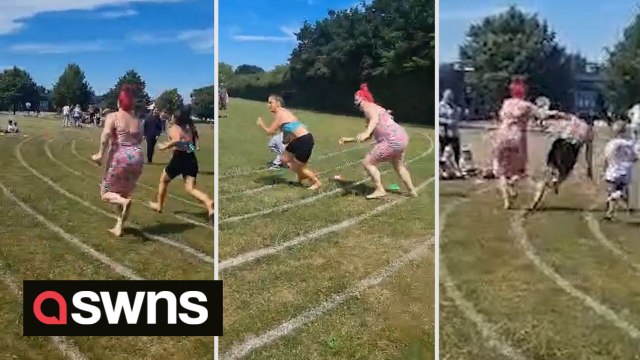 Super-competitive mum ensures victory at parents race by shoving other mum out of the way