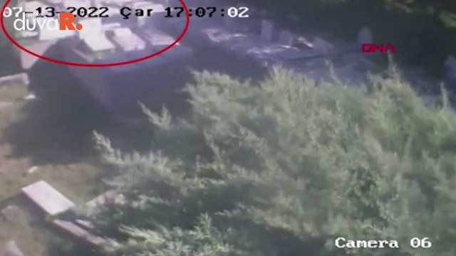 Hasköy Yahudi Mezarlığı'na saldırı güvenlik kamerasında