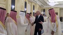 جانب من لقاء الملك سلمان الأمريكي بحضور ولي العهد السعودي بقصر السلام في جدة