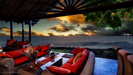 A relaxing veranda overlooking the sea, towards the evening
