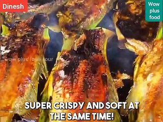 Giant Banana Leaf seafood grill ! look insane amazing Street food