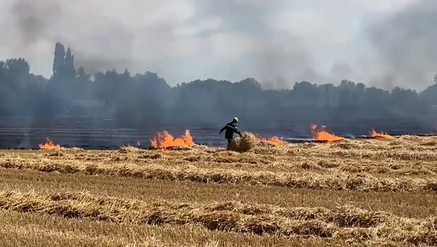 Saint-Parres-aux-Tertres : feu dans un champ à côté du complexe Foicy