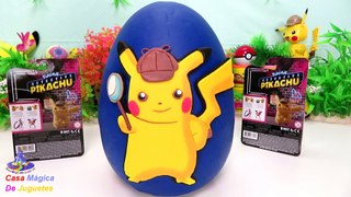 Huevo Gigante Sorpresa del Detective Pikachu de Plastilina con Mr Mime Pokebolas y Nuevos Juguetes Pokémon