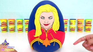 Huevo Sorpresa Gigante de la Capitana Marvel de Plastilina Play-Doh con los Juguetes Sorpresa más Nuevos