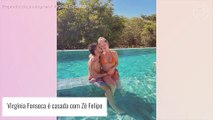 Virgínia Fonseca, grávida de 6 meses, se surpreende com movimento da filha na barriga: 'O chute da gata'
