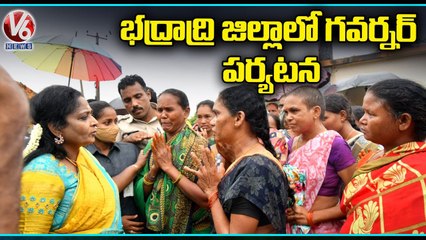 Governor Tamilisai visits Flood Affected Areas At Bhadrachalam _ V6 News