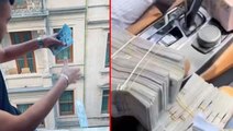 Beyoğlu'ndaki otelin penceresinden tomar tomar dolar saçan şahıs yakalandı