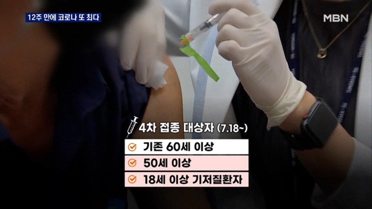 코로나 12주 만에 최다…내일부터 50대 4차 접종 시작