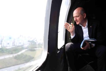 İçişleri Bakanı Soylu, trafik tedbirlerini havadan ve karadan denetledi