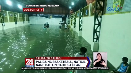 Paliga ng basketball, natigil nang bahain dahil sa ulan | 24 Oras Weekend