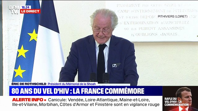Éric de Rothschild, à la gare de Pithiviers: Cette gare témoigne donc du basculement d'une politique d'exclusion raciale en un génocide