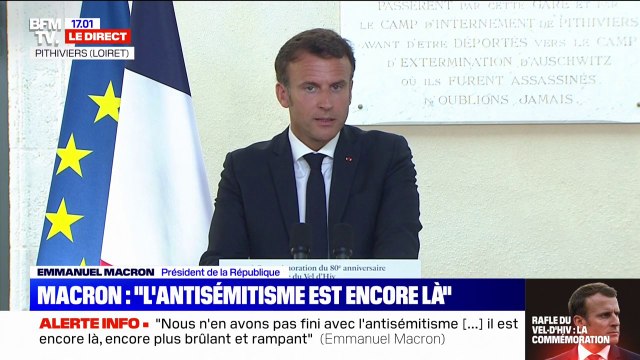 Emmanuel Macron, sur la lutte contre l'antisémitisme: Ne jamais rien céder. Réprimer et punir. Commémorer et instruire