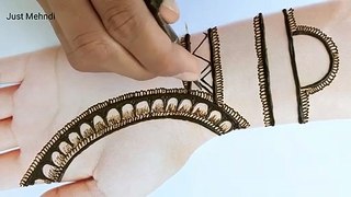 New Trick mehndi design for front hands step by step - Easy Simple mehndi design 2022
