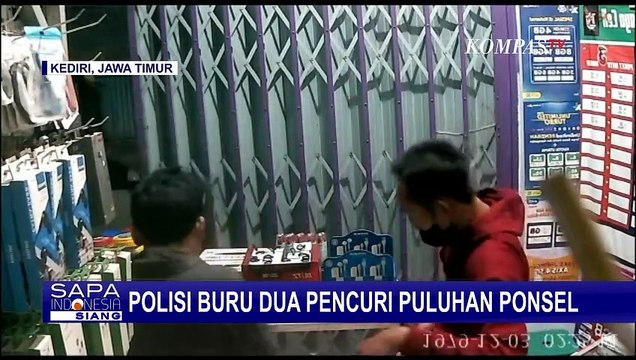 Terekam CCTV! Aksi 2 Pencuri Rusak Pintu Toko dan Gasak 50 Ponsel di Kediri, Polisi Buru Pelaku
