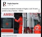 Incidente mortale in Puglia: a 18 anni perde la vita a Taranto - i dettagli su https://www.pugliareporter.com/