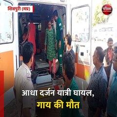 शिवपुरी (मप्र): हाईवे पर गाय सामने आने से यात्री बस पलटी