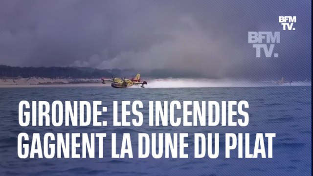 Incendies en Gironde: les images des feux aux abords de la dune du Pilat