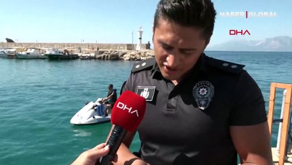 Denize düşen muhabbet kuşu jet ski ile kurtarıldı