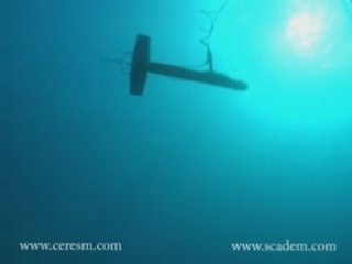 Side scan sonar over a WW2 underwater mine