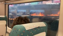 Pánico en el tren Madrid-Ferrol por la cercanía de las llamas del incendio de Zamora (Vídeo de Francisco Seoane Pérez)