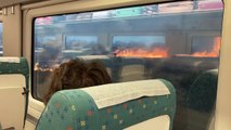 Vídeo. Comboio de alta velocidade rodeado pelas chamas em Zamora