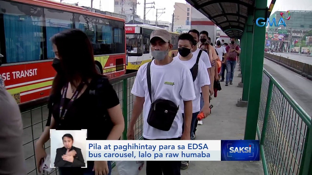 Pila at paghihintay para sa EDSA bus carousel, lalo pa raw humaba | Saksi