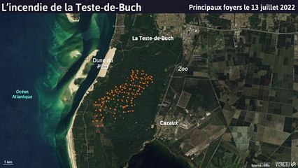 Incendies à la Teste-de-Buch : l'évolution des principaux foyers