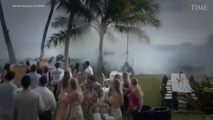 Giant Wave Crashes Hawaii Wedding