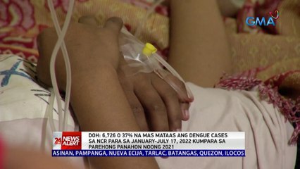 DOH: 6,726 o 37% na mas mataas ang dengue cases sa NCR para sa January-July 17, 2022 kumpara sa parehong panahon noong 2021 | 24 Oras News Alert