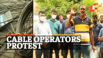 Odisha Cable TV Operators Stage Protest In Bhubaneswar