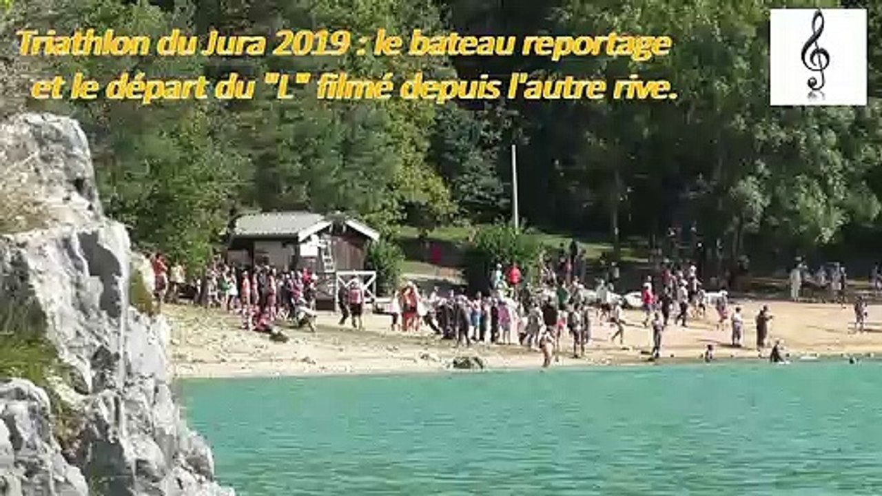 Triathlon du Jura Vouglans 2019 : Bateau reportage et départ du Longue distance