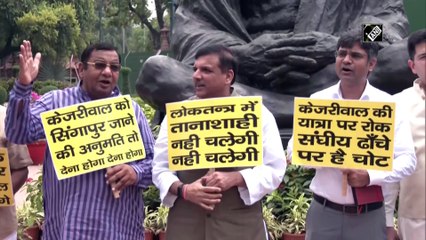 AAP protests in Parliament over delay in nod for Kejriwal’s Singapore visit