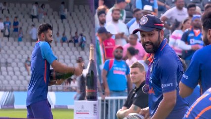 ಗೆದ್ದ ಖುಷಿಗೆ ಹಿಟ್ ಮ್ಯಾನ್ ಮೇಲೆ ಶಾಂಪೇನ್ ಚಿಮ್ಮಿಸಿದ ವಿರಾಟ್!! ರೋಹಿತ್ ಮಾಡಿದ್ದೇನು? | *Cricket | OneIndia