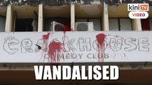 Crackhouse vandalised with red paint, posters torn