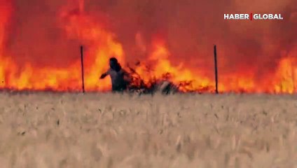 İspanya'da alevler arasında mucize kurtuluş kamerada