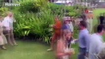 Hawaii'de dev dalga kıyıya vurdu, düğün alanı sular altında kaldı