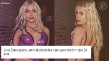 Luísa Sonza ousa com decote e deixa parte do bumbum à mostra em look curto de aniversário. Fotos!