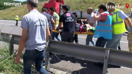 Sarıyer'de kimyasal madde yüklü TIR devrildi