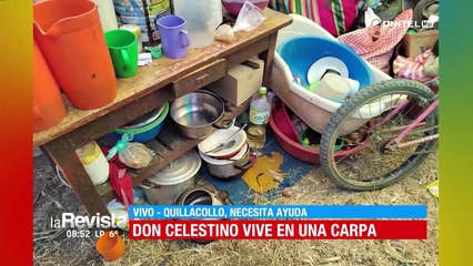 Adulto mayor vive en una carpa con su hijo con discapacidad por miedo a perder su terreno