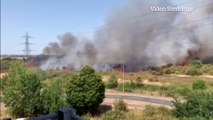 Huge fire erupts in field in London suburb of Dartford as UK hits record temperatures during heatwave