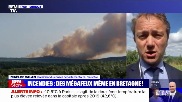 Incendie dans le Finistère: Plusieurs centaines d'habitants évacués dans la nuit annonce le président du conseil départemental du Finistère, Maël de Calan