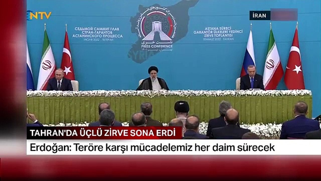Cumhurbaşkanı Erdoğan'dan Tahran'daki üçlü zirvede net mesaj: Milli güvenliğimize kast edenleri Suriye'den söküp atmakta kararlıyız