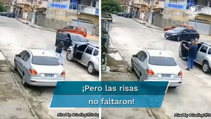 Sujeto intenta robar un auto… ¡pero no sabe manejarlo!