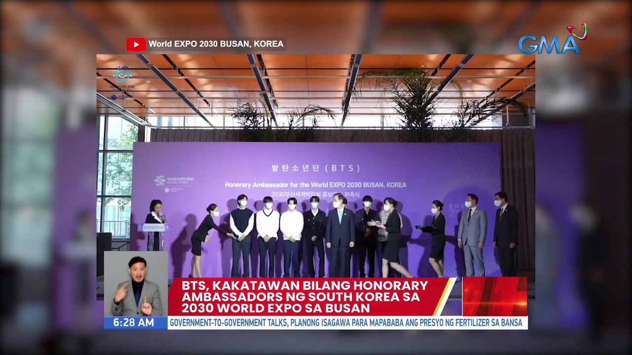 BTS, kakatawan bilang honorary ambassadors ng South Korea sa 2030 World Expo sa Busan | UB