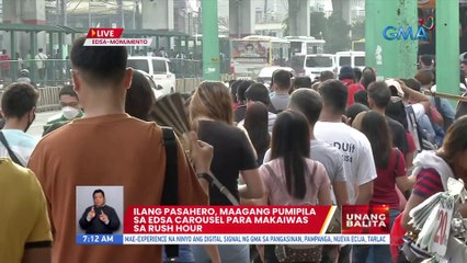 Ilang pasahero, maagang pumipila sa EDSA Carousel para makaiwas sa rush hour | UB