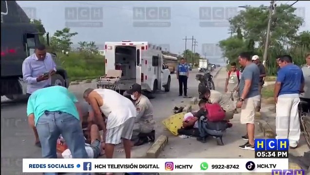 Motociclistas resultan heridos en accidente vial en Puerto Cortés