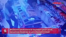 Esnafın dikkati bayılan müşterinin yere düşmesini önledi