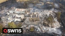 Drone footage shows UK homes and businesses decimated by fire