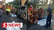 Two burn to death after van bursts into flames following crash